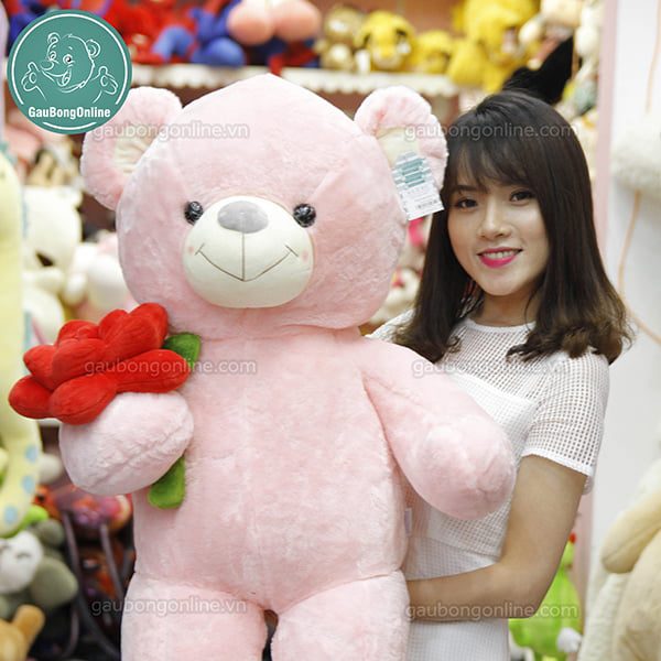 Gấu Bông Teddy Ôm Hoa Hồng