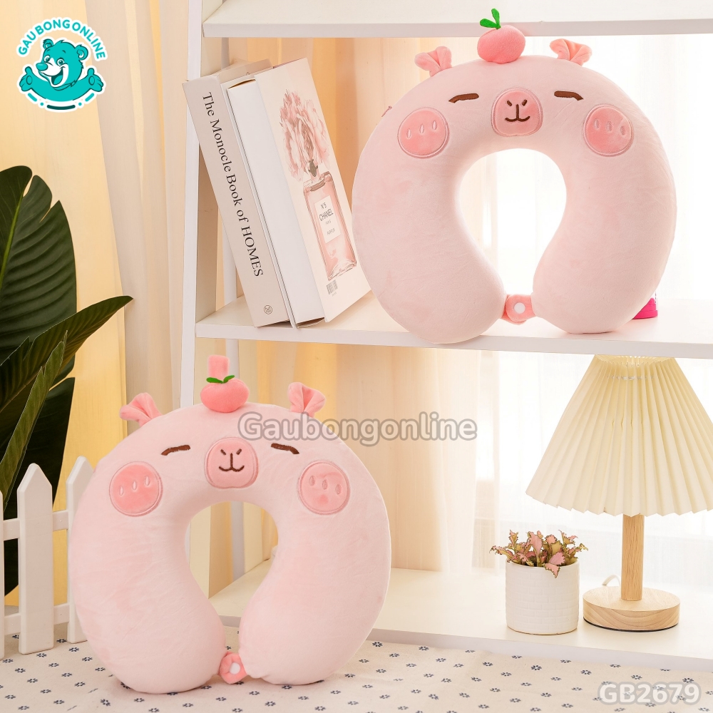 Gối Cổ Capybara Đội Quả – Hồng