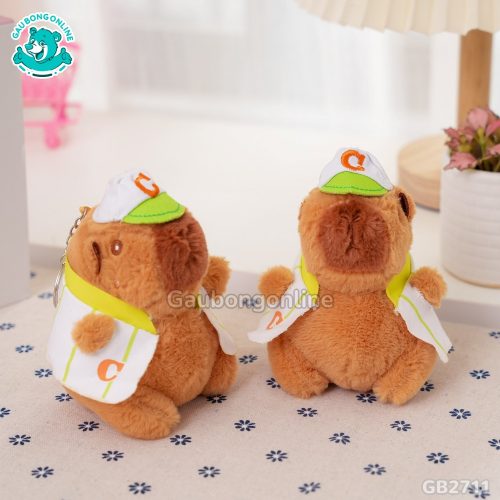 Móc Khóa Chuột Capybara Mặc Áo Đội Mũ