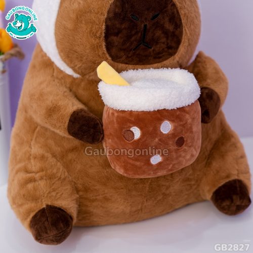 Capybara Ôm Trà Sữa Cosplay Thỏ