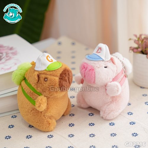 Móc Khóa Chuột Capybara Đeo Balo Bóng