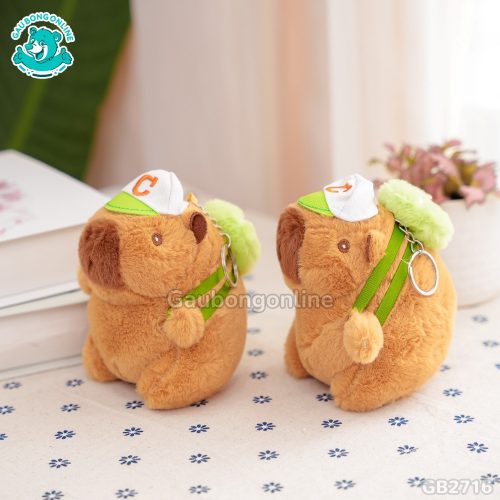 Móc Khóa Chuột Capybara Đeo Balo Bóng