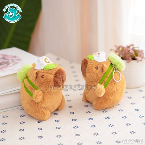 Móc Khóa Chuột Capybara Đeo Balo Bóng