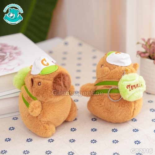 Móc Khóa Chuột Capybara Đeo Balo Bóng