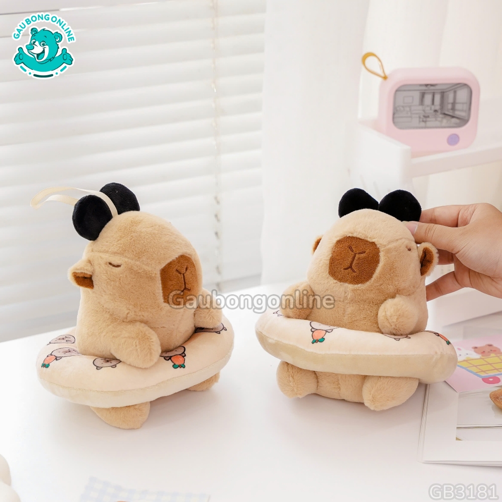 Bộ Đôi Gấu Bông Capybara Đeo Phao Đội Nơ được thiết kế siêu cute