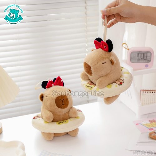 Bộ Đôi Gấu Bông Capybara Đeo Phao Đội Nơ