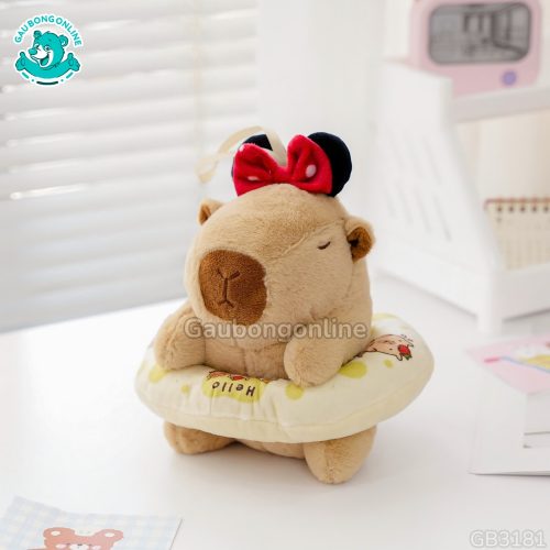 Bộ Đôi Gấu Bông Capybara Đeo Phao Đội Nơ