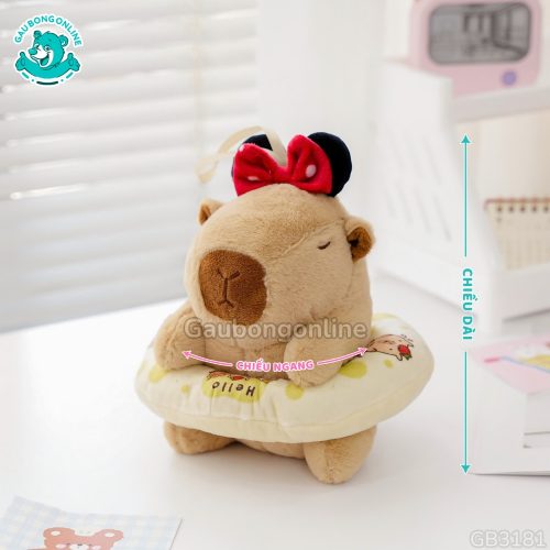 Bộ Đôi Gấu Bông Capybara Đeo Phao Đội Nơ