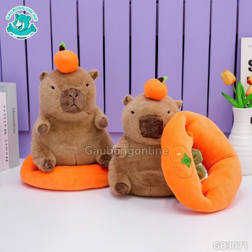 Gấu Bông Capybara Mặc Áo Quả Hồng