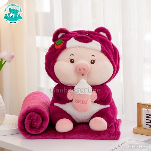 Gối Chăn Mềm Heo Lotso Ôm Bình Sữa