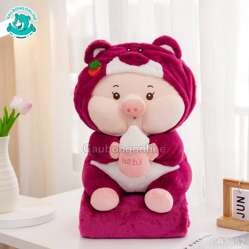 Gối Chăn Mềm Heo Lotso Ôm Bình Sữa