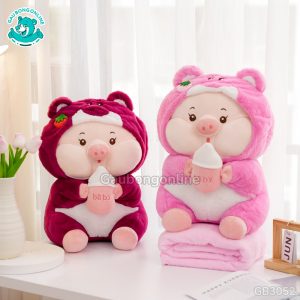 Gối Chăn Mềm Heo Lotso Ôm Bình Sữa