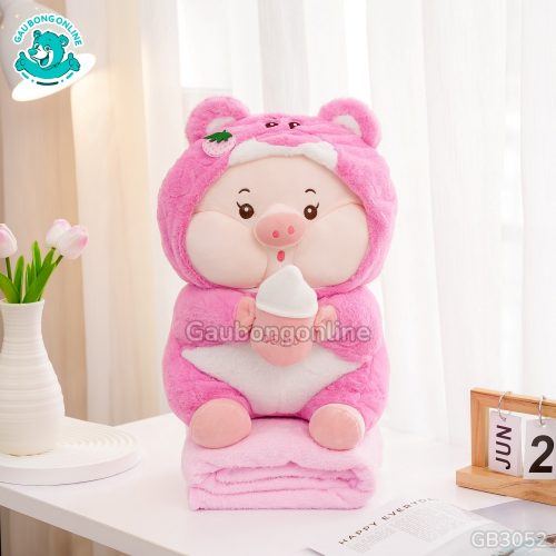 Gối Chăn Mềm Heo Lotso Ôm Bình Sữa