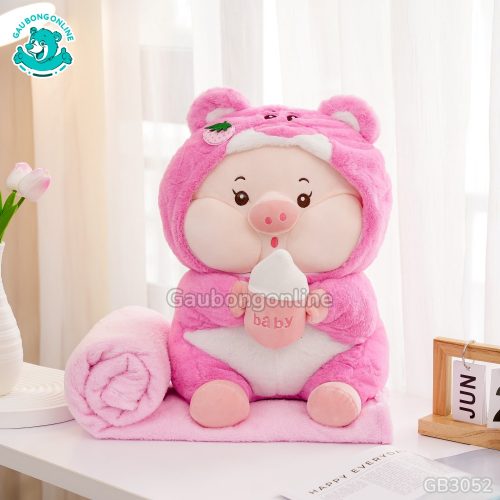 Gối Chăn Mềm Heo Lotso Ôm Bình Sữa