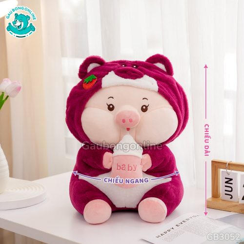 Gối Chăn Mềm Heo Lotso Ôm Bình Sữa