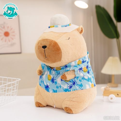 Gấu Bông Capybara Mặc Áo Hawaii Đi Biển