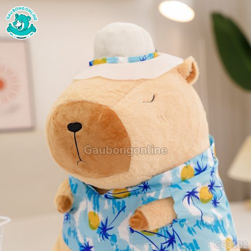 Gấu Bông Capybara Mặc Áo Hawaii Đi Biển