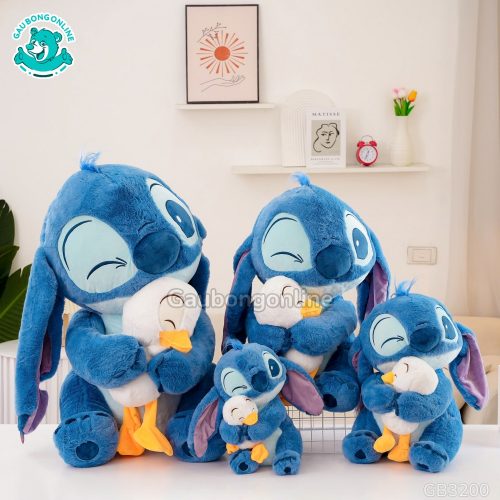 Gấu Bông Stitch Xanh Ôm Vịt