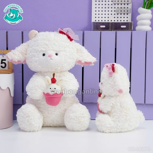 Cừu Bông Trắng Ôm Bánh êm ái