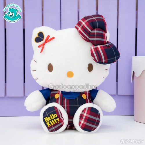 Gấu Bông Hello Kitty Yếm Váy Caro đáng yêu