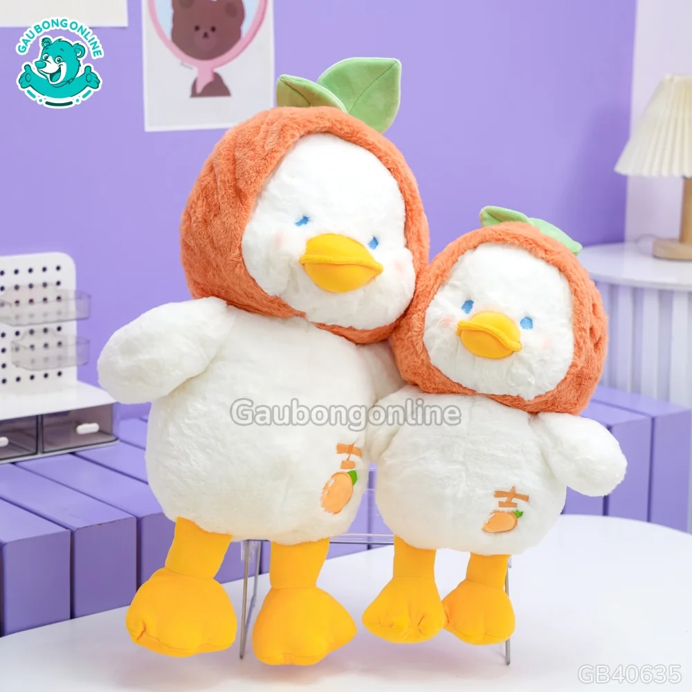 Vịt Bông Baby Đội Mũ Cam