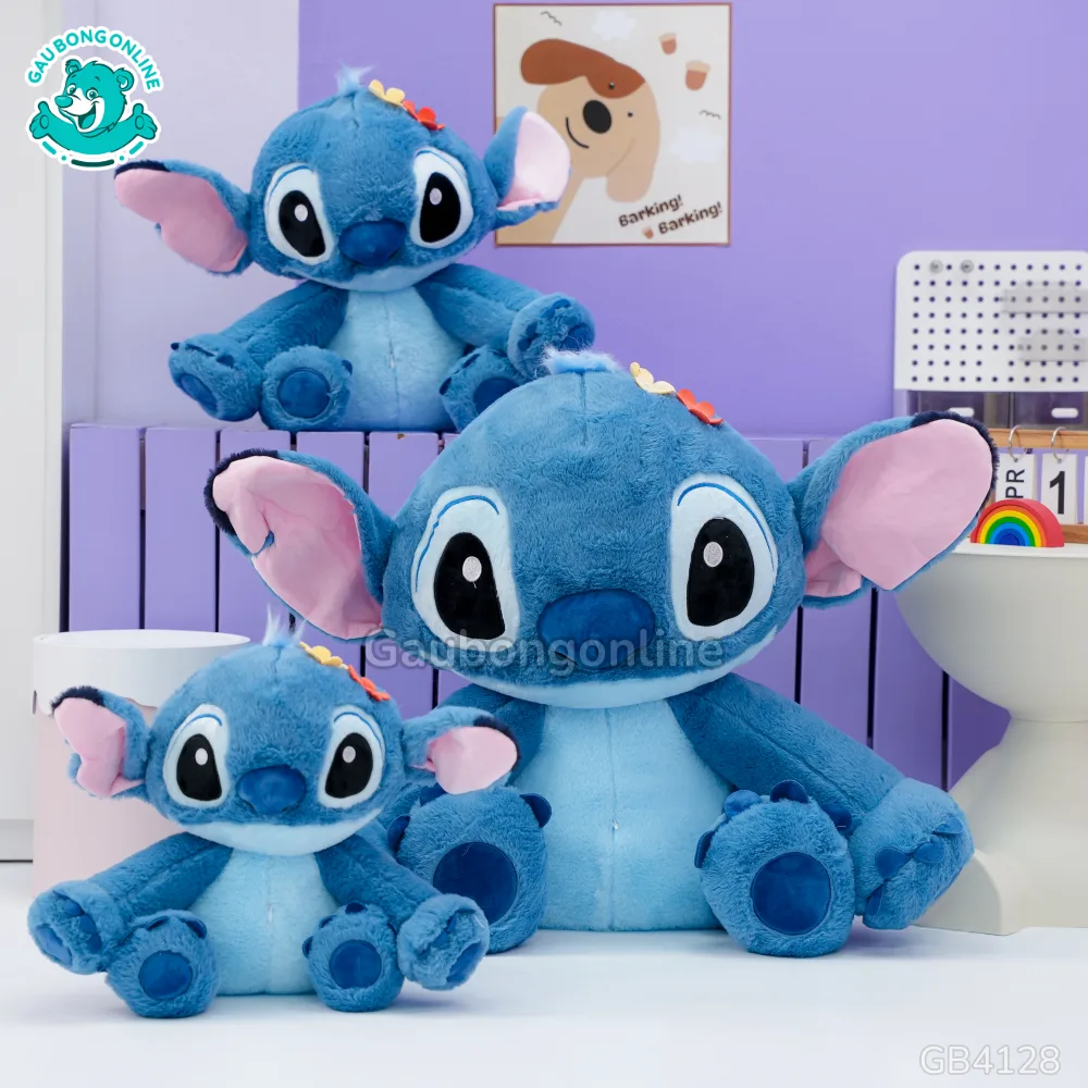 Gấu Bông Stitch Ngồi Đội Hoa