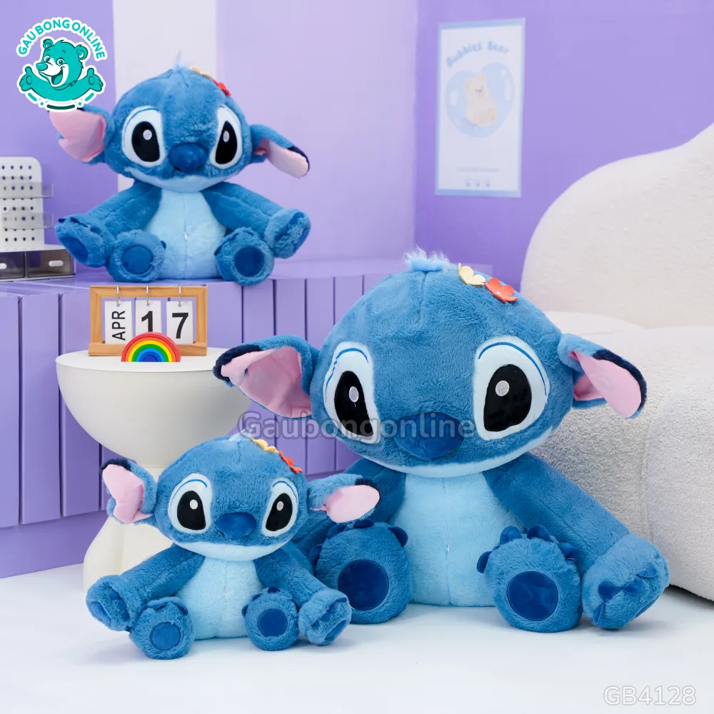 Gấu Bông Stitch Ngồi Đội Hoa