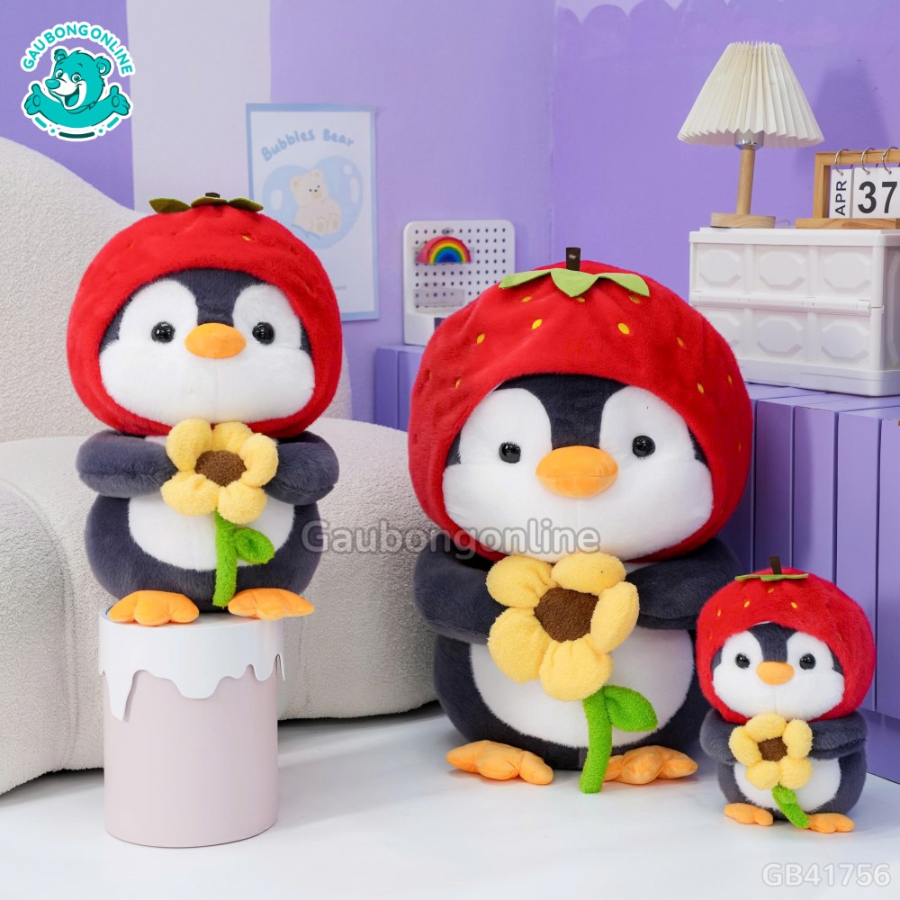 Cánh Cụt Mũ Dâu Cầm Hoa dễ thương