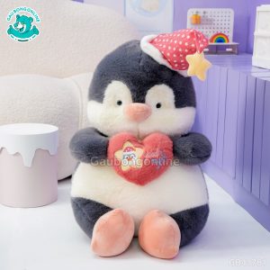 Gấu Bông Cánh Cụt Đội Mũ Ôm Tim