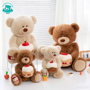 Gấu Bông Lông Tiểu Kim Ôm Bánh