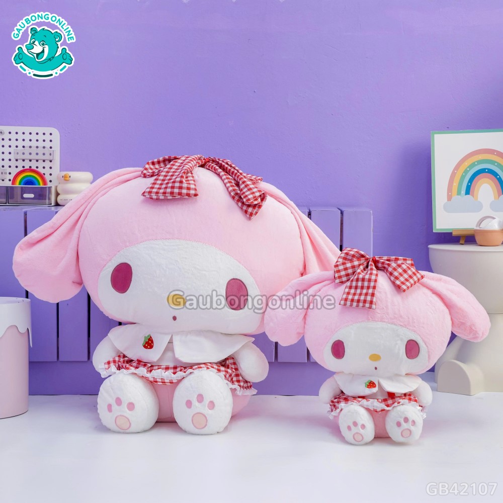 Gấu Bông Melody Váy Kẻ Dâu đa dạng kích thước