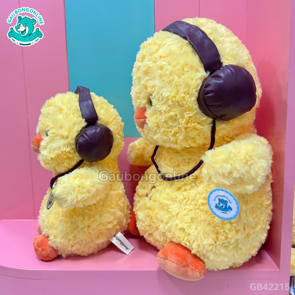 Gấu Bông Vịt Vàng Đeo Tai Nghe
