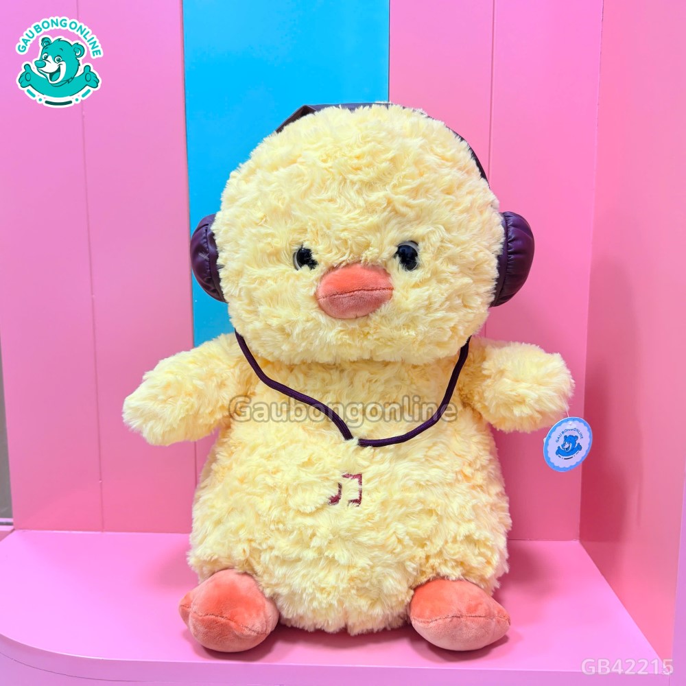 Gấu Bông Vịt Vàng Đeo Tai Nghe